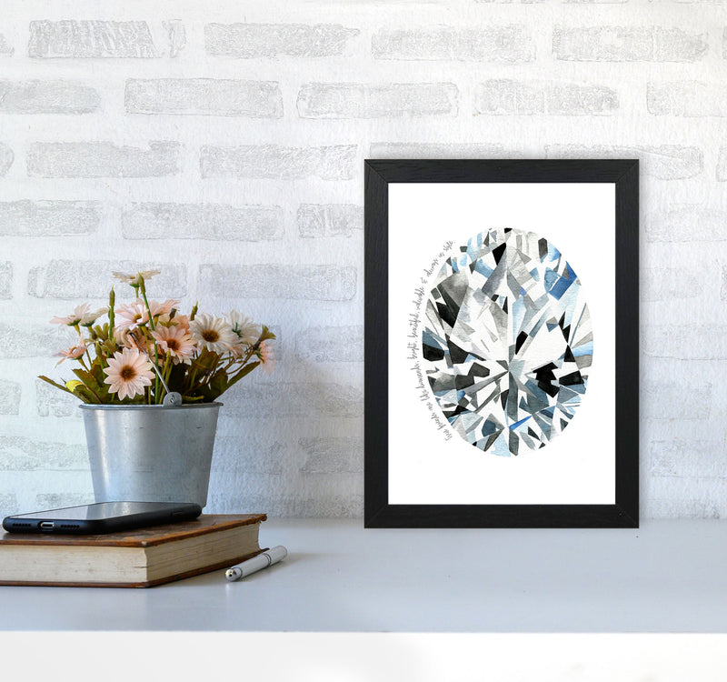 Oval Diamond Friends Inspirational Quote Modern Fashion Print A4 White Frame