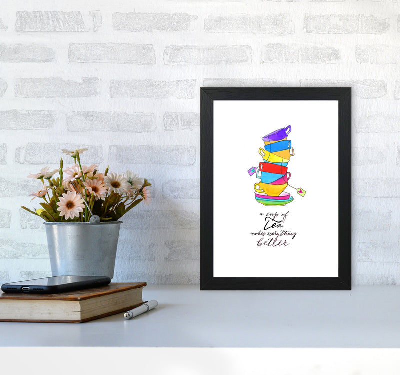 Cup Of Tea, Kitchen Food & Drink Art Prints A4 White Frame