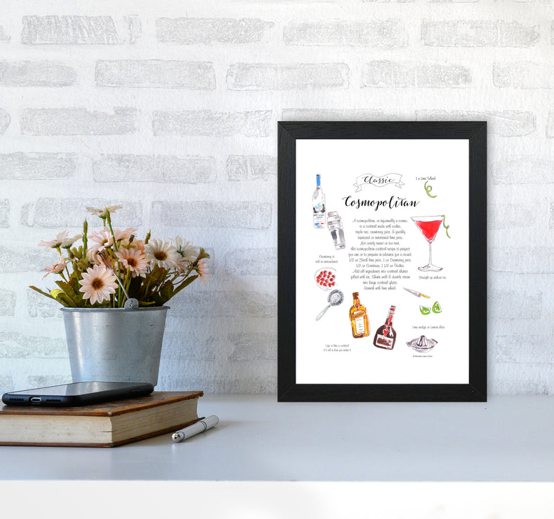 Cosmopolitan Cocktail Recipe, Kitchen Food & Drink Art Prints A4 White Frame