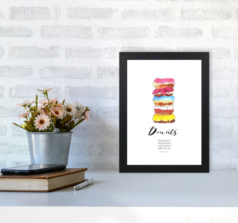 Donuts to Work, Kitchen Food & Drink Art Prints A4 White Frame
