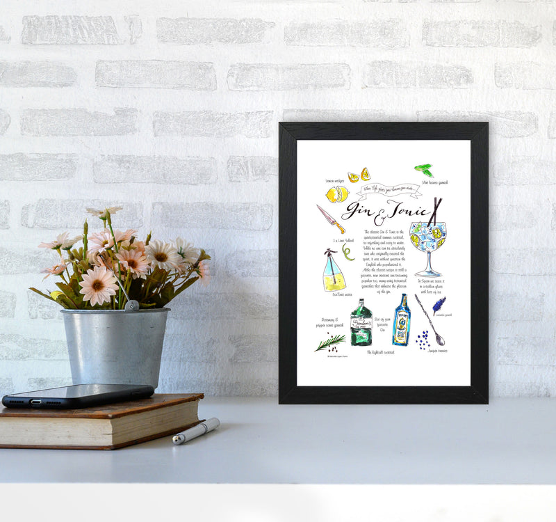 Gin And Tonic Recipe, Kitchen Food & Drink Art Prints A4 White Frame