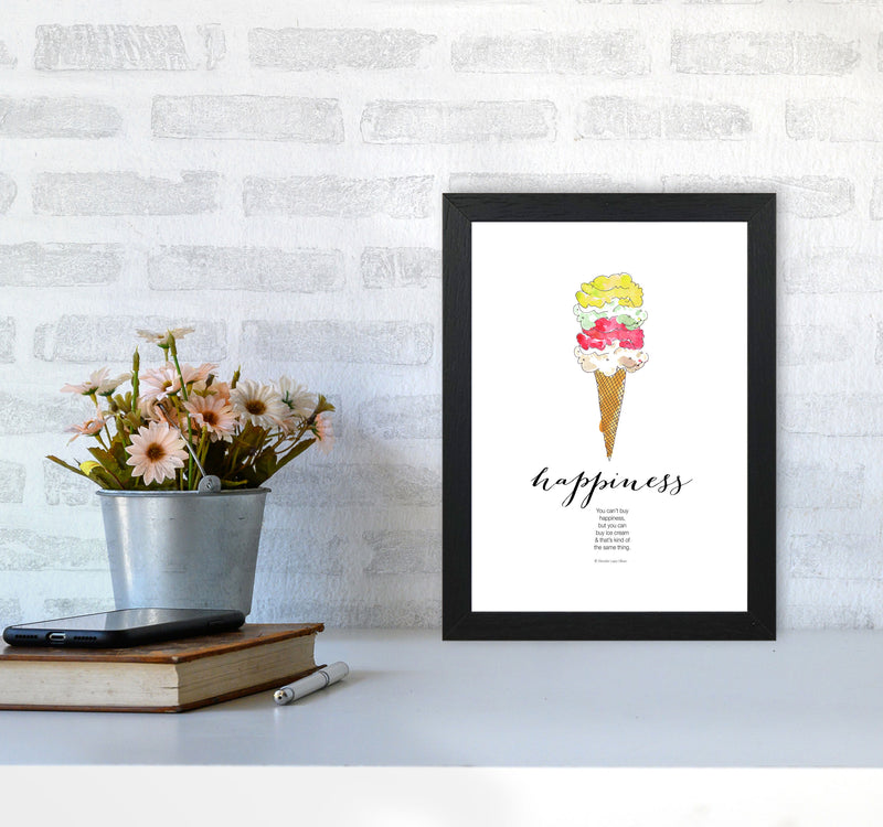 Ice Cream Happiness, Kitchen Food & Drink Art Prints A4 White Frame