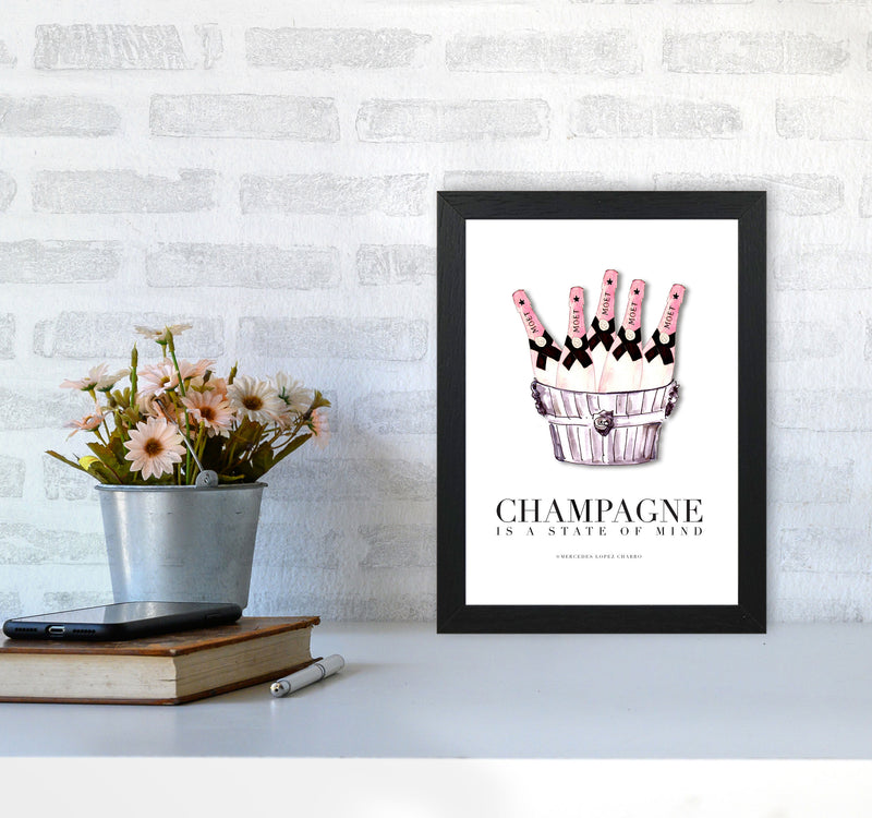 Moet Champagne Is A State Of Mind, Kitchen Food & Drink Art Prints A4 White Frame