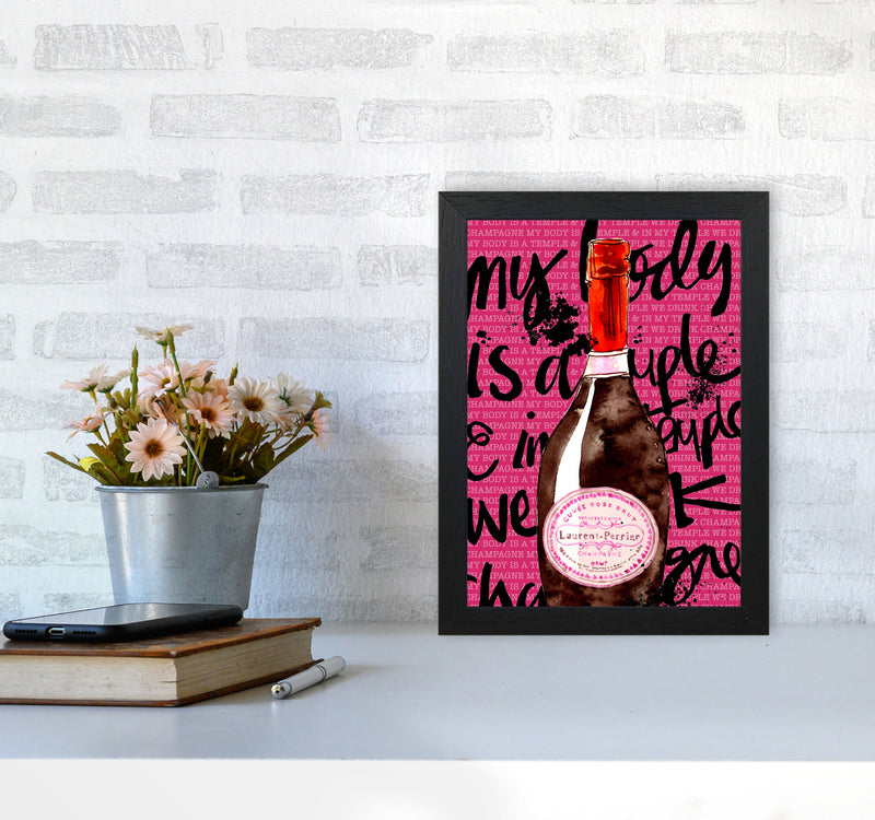 My Body Is A Temple Champagne, Kitchen Food & Drink Art Prints A4 White Frame