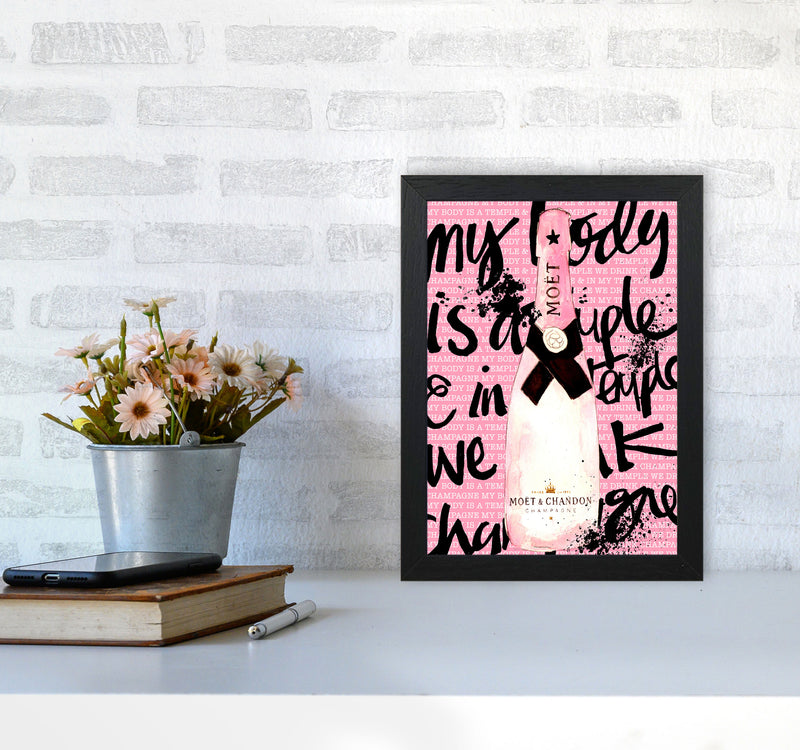 My Body Is A Temple Moet, Kitchen Food & Drink Art Prints A4 White Frame