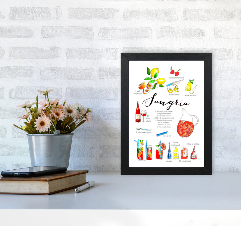 Sangria Ingredients Recipe, Kitchen Food & Drink Art Prints A4 White Frame