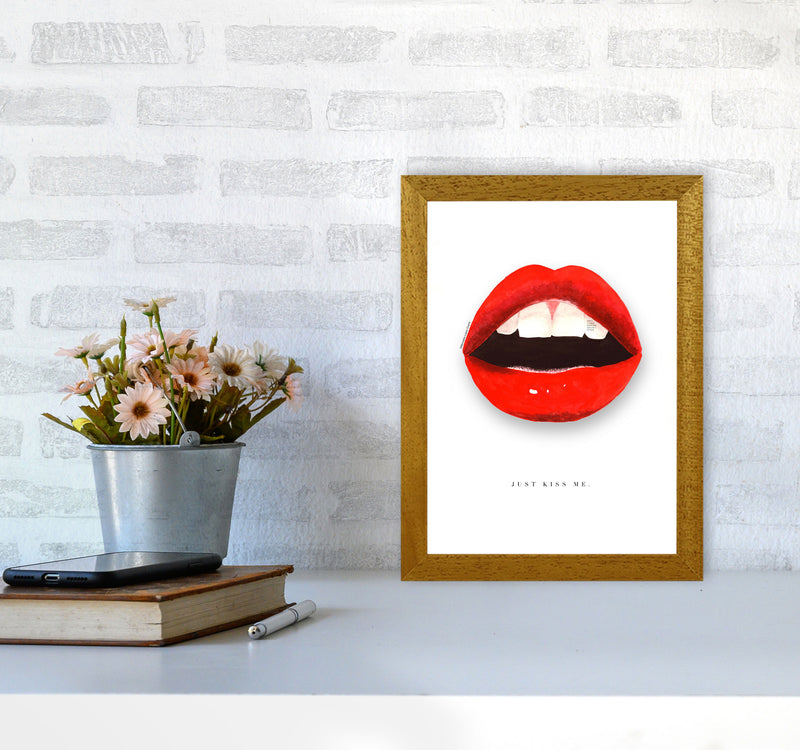 Just Kiss Me Lips Modern Fashion Print A4 Print Only