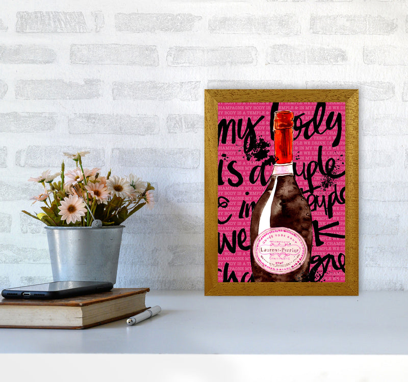 My Body Is A Temple Champagne, Kitchen Food & Drink Art Prints A4 Print Only