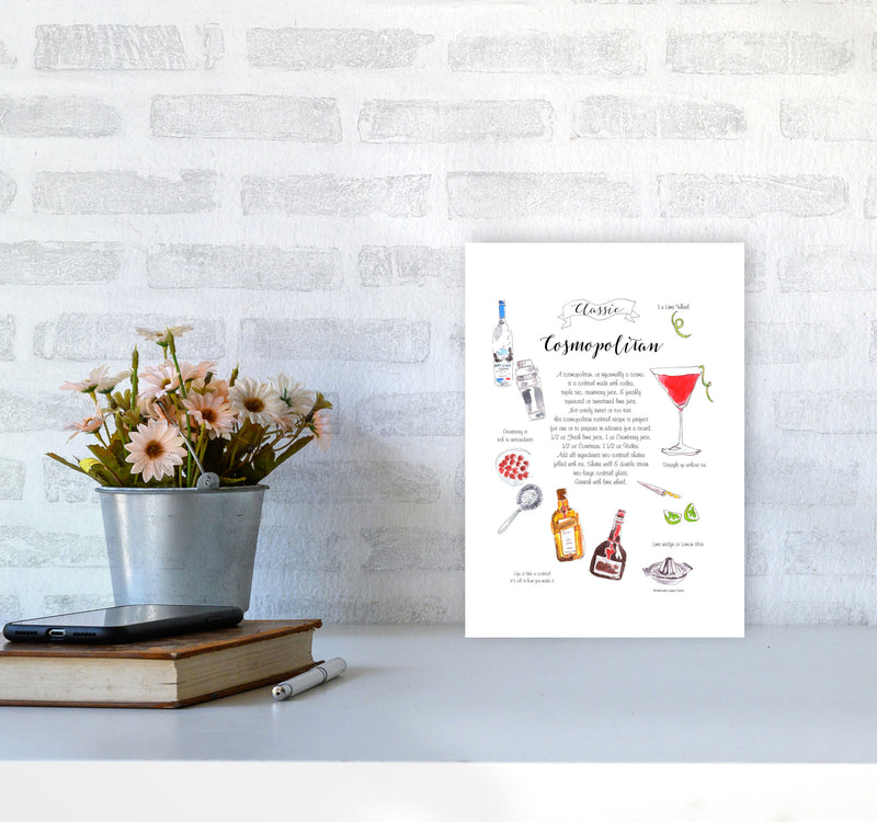 Cosmopolitan Cocktail Recipe, Kitchen Food & Drink Art Prints A4 Black Frame