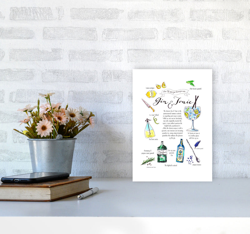 Gin And Tonic Recipe, Kitchen Food & Drink Art Prints A4 Black Frame