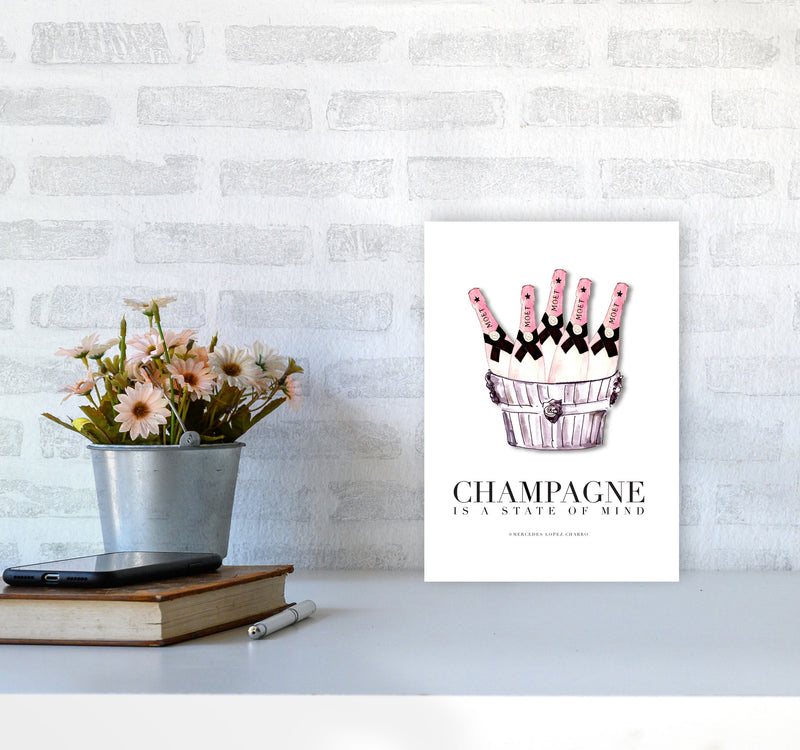 Moet Champagne Is A State Of Mind, Kitchen Food & Drink Art Prints A4 Black Frame