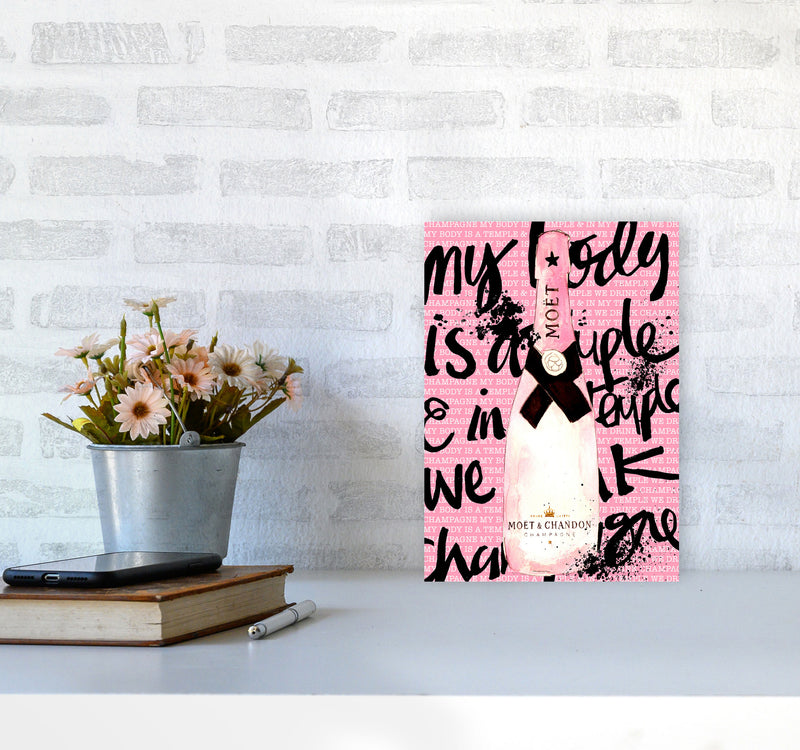 My Body Is A Temple Moet, Kitchen Food & Drink Art Prints A4 Black Frame
