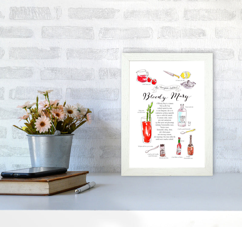 Bloody Mary Recipe, Kitchen Food & Drink Art Prints A4 Oak Frame