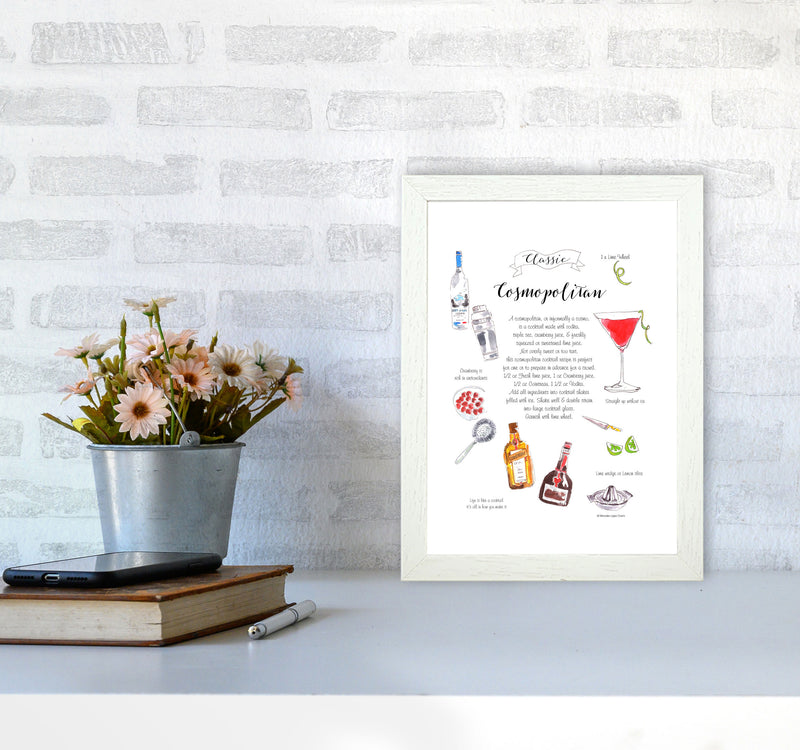 Cosmopolitan Cocktail Recipe, Kitchen Food & Drink Art Prints A4 Oak Frame