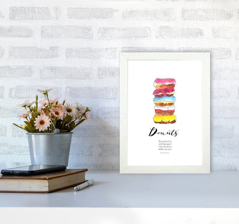 Donuts to Work, Kitchen Food & Drink Art Prints A4 Oak Frame