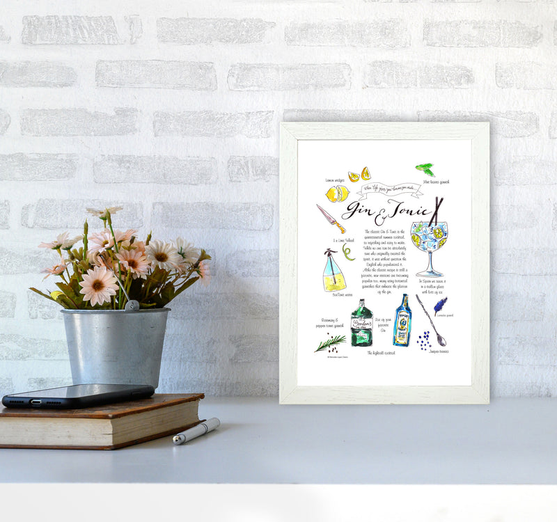 Gin And Tonic Recipe, Kitchen Food & Drink Art Prints A4 Oak Frame