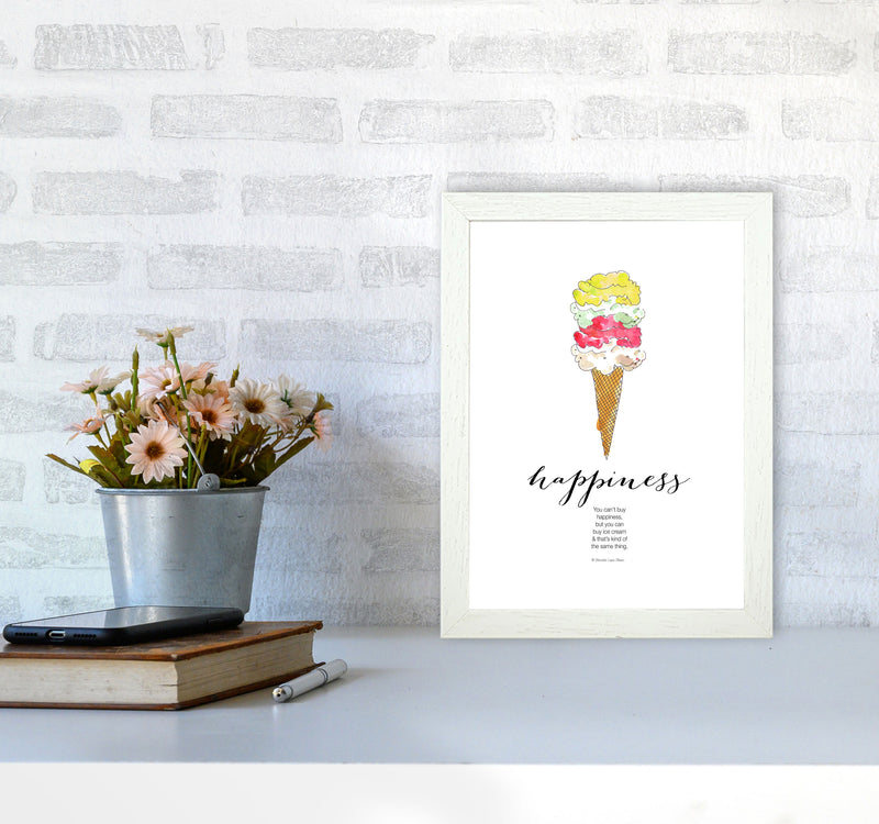 Ice Cream Happiness, Kitchen Food & Drink Art Prints A4 Oak Frame