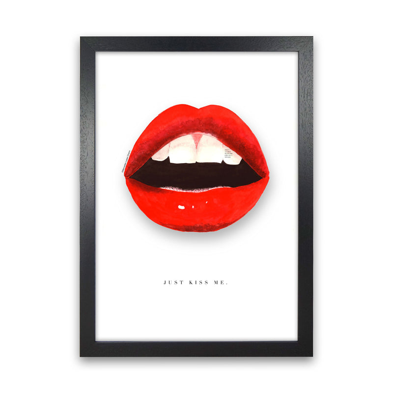 Just Kiss Me Lips Modern Fashion Print Black Grain