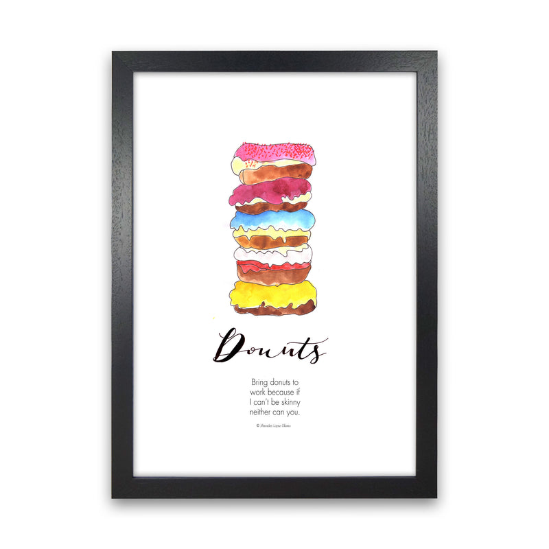 Donuts to Work, Kitchen Food & Drink Art Prints Black Grain