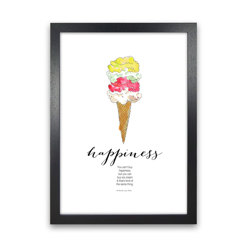 Ice Cream Happiness, Kitchen Food & Drink Art Prints Black Grain
