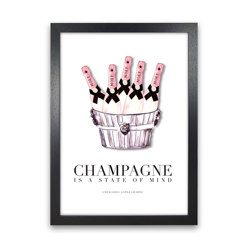Moet Champagne Is A State Of Mind, Kitchen Food & Drink Art Prints Black Grain