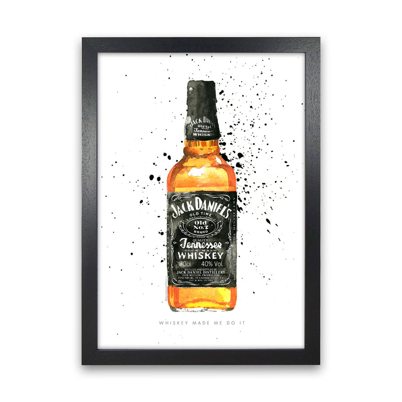 The Whiskey Made Me do It, Kitchen Food & Drink Art Prints Black Grain