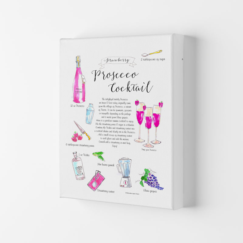 Strawberry Prosecco Cocktail Recipe, Kitchen Food & Drink Art Prints Canvas