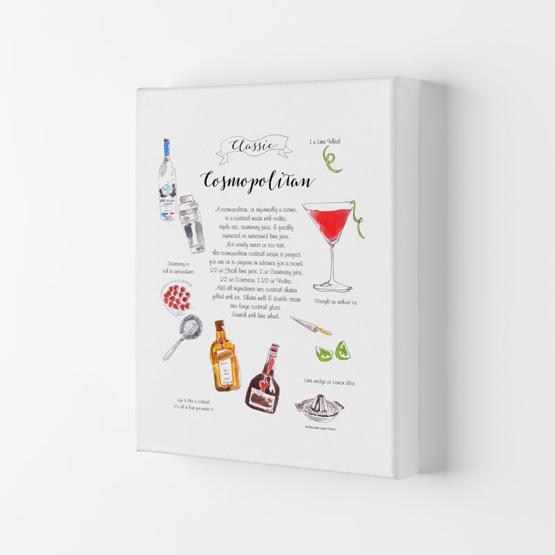 Cosmopolitan Cocktail Recipe, Kitchen Food & Drink Art Prints Canvas