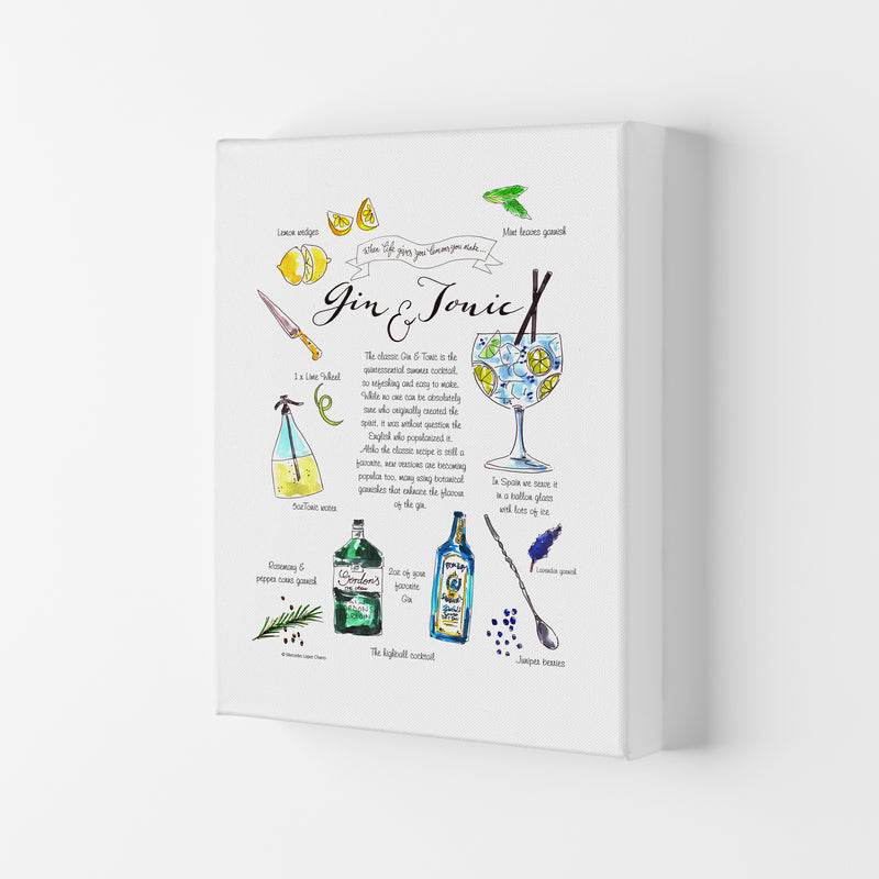 Gin And Tonic Recipe, Kitchen Food & Drink Art Prints Canvas