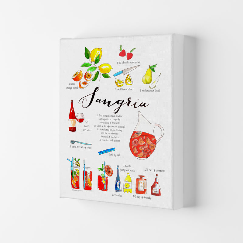 Sangria Ingredients Recipe, Kitchen Food & Drink Art Prints Canvas