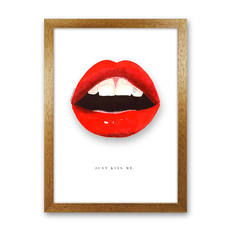 Just Kiss Me Lips Modern Fashion Print Oak Grain