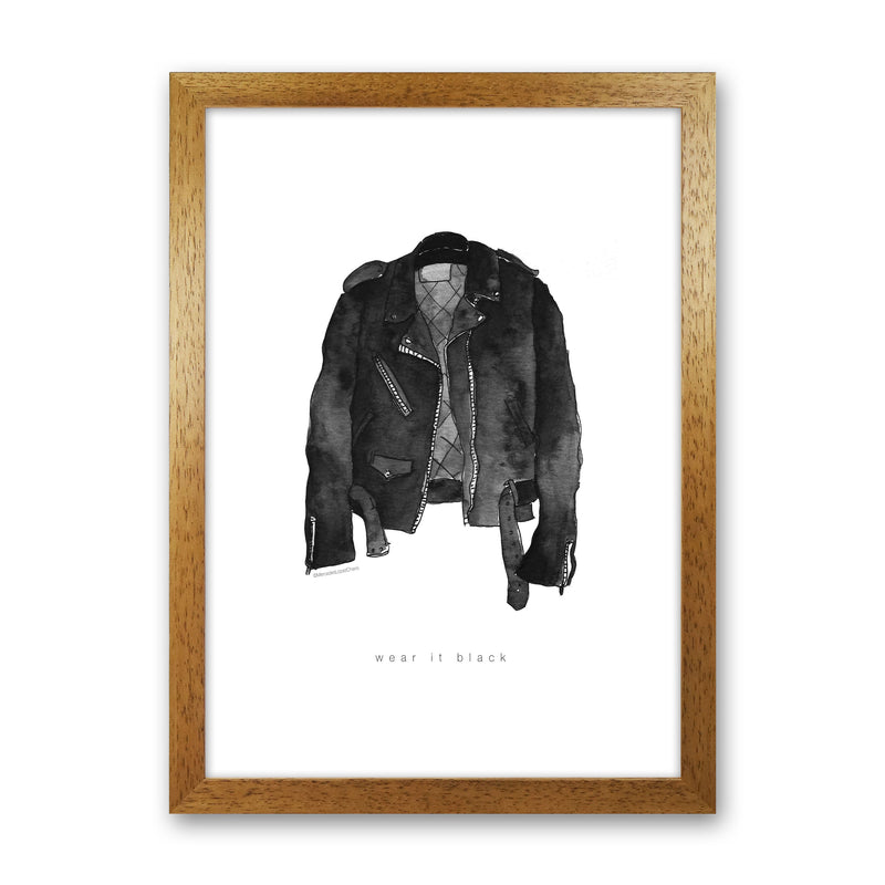 Wear It Black Leather Jacket Modern Fashion Print Oak Grain