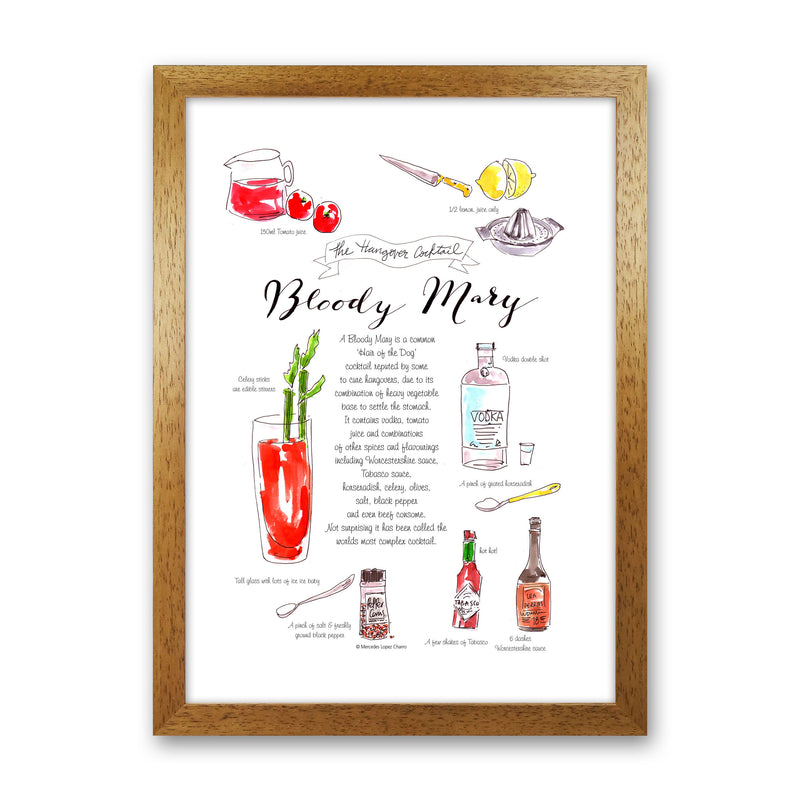Bloody Mary Recipe, Kitchen Food & Drink Art Prints Oak Grain