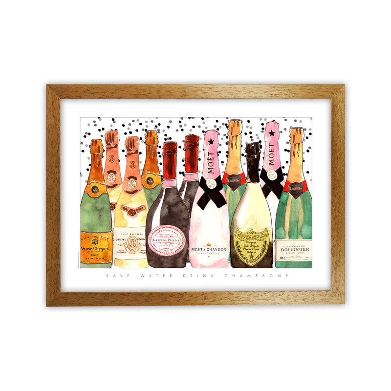 Champagne Bottles, Kitchen Food & Drink Art Prints Oak Grain