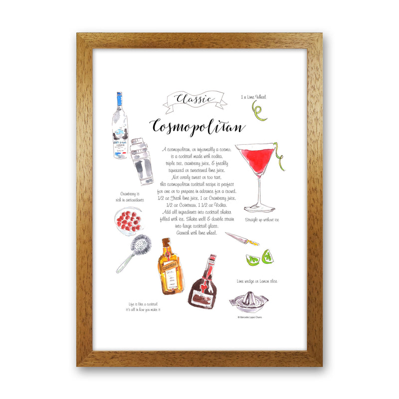 Cosmopolitan Cocktail Recipe, Kitchen Food & Drink Art Prints Oak Grain