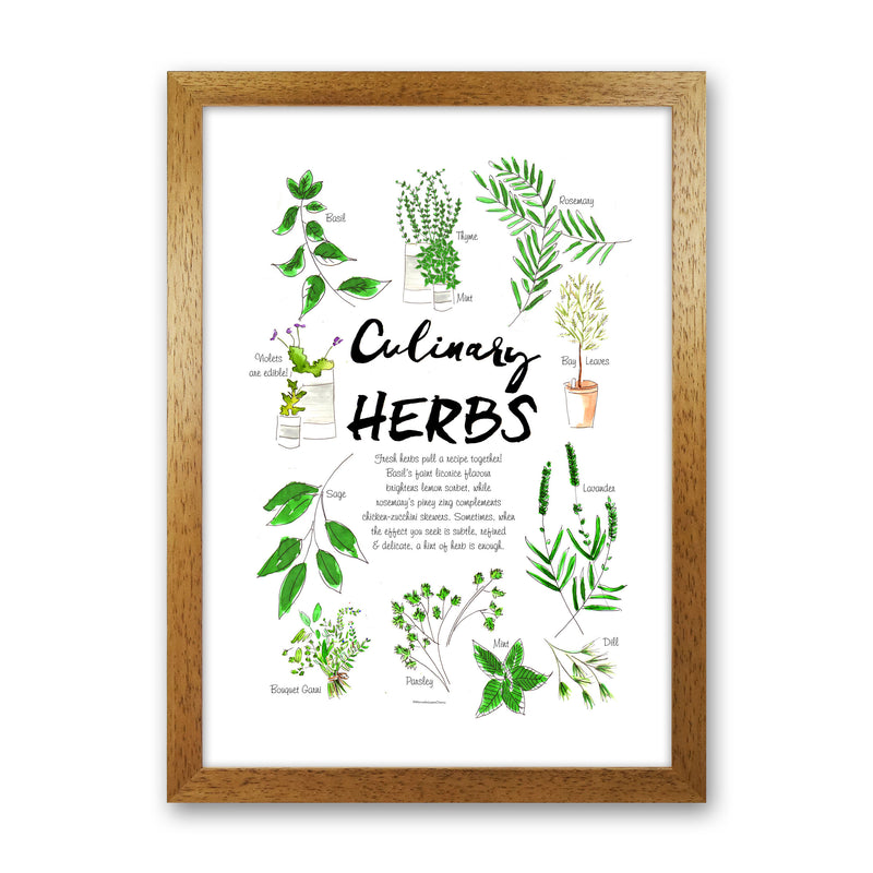 Culinary Herbs, Kitchen Food & Drink Art Prints Oak Grain