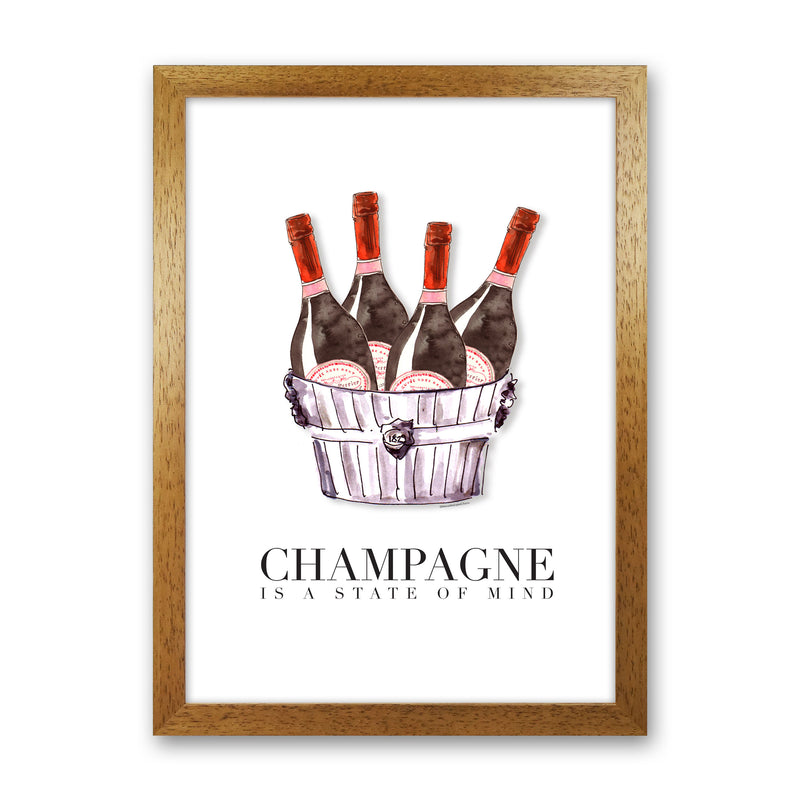 Champagne Is A State Of Mind, Kitchen Food & Drink Art Prints Oak Grain