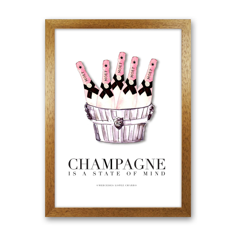 Moet Champagne Is A State Of Mind, Kitchen Food & Drink Art Prints Oak Grain