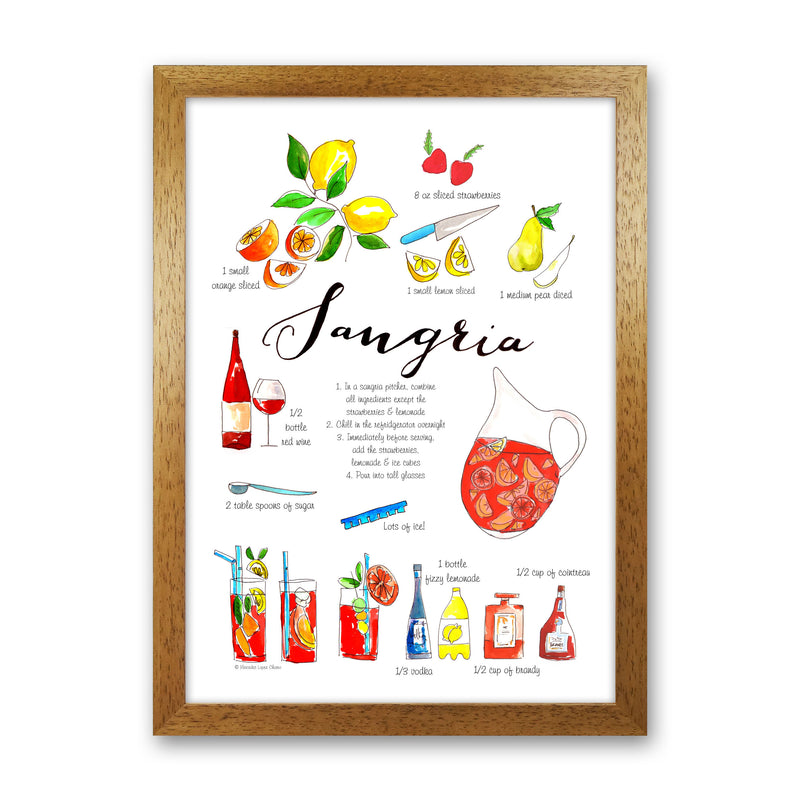 Sangria Ingredients Recipe, Kitchen Food & Drink Art Prints Oak Grain