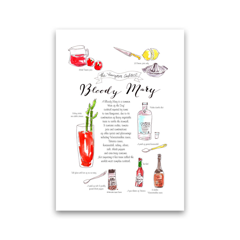 Bloody Mary Recipe, Kitchen Food & Drink Art Prints Print Only