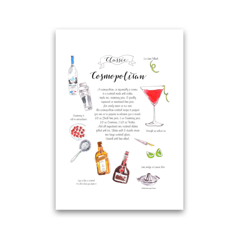 Cosmopolitan Cocktail Recipe, Kitchen Food & Drink Art Prints Print Only