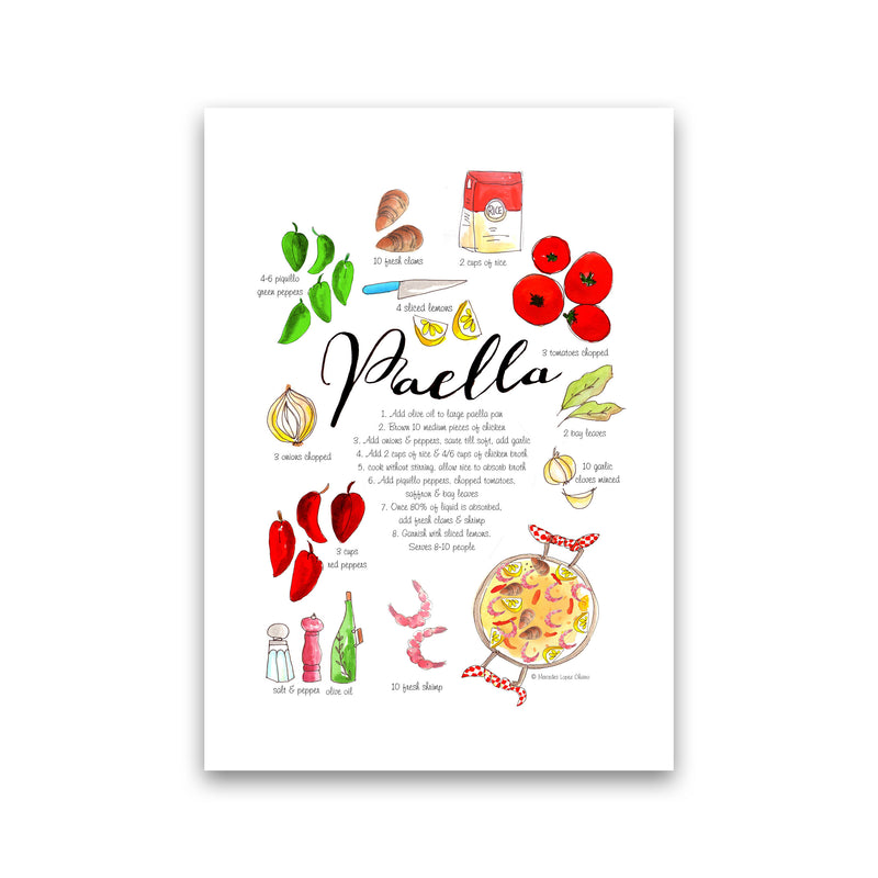 Paella Ingredients Recipe, Kitchen Food & Drink Art Prints Print Only