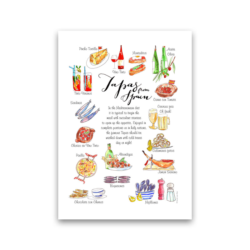 Spanish Tapas Ingredients, Kitchen Food & Drink Art Prints Print Only