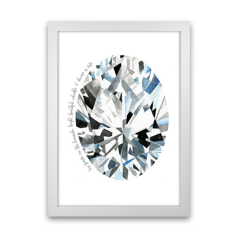 Oval Diamond Friends Inspirational Quote Modern Fashion Print White Grain