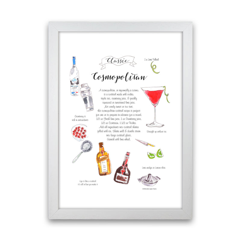Cosmopolitan Cocktail Recipe, Kitchen Food & Drink Art Prints White Grain