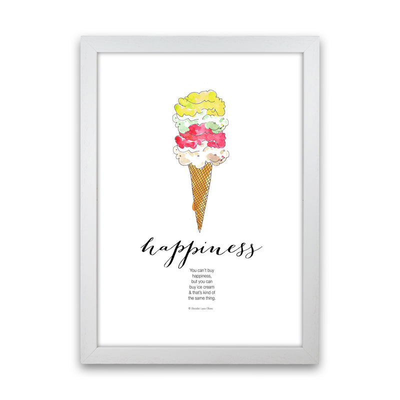 Ice Cream Happiness, Kitchen Food & Drink Art Prints White Grain