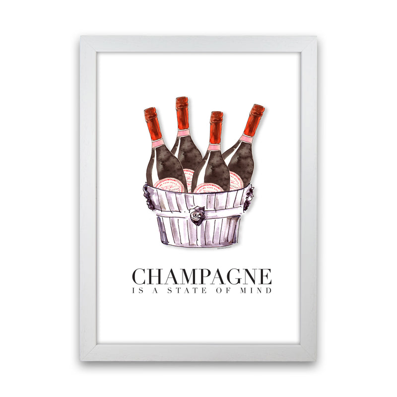 Champagne Is A State Of Mind, Kitchen Food & Drink Art Prints White Grain