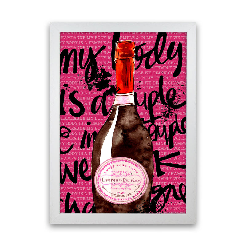 My Body Is A Temple Champagne, Kitchen Food & Drink Art Prints White Grain