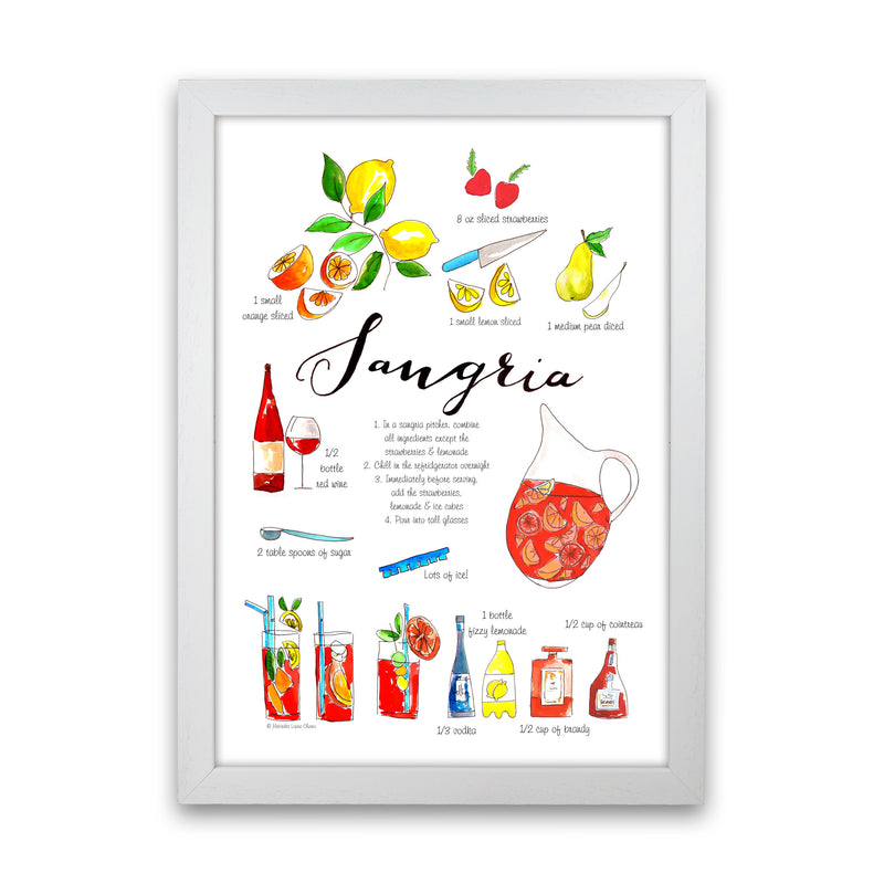 Sangria Ingredients Recipe, Kitchen Food & Drink Art Prints White Grain