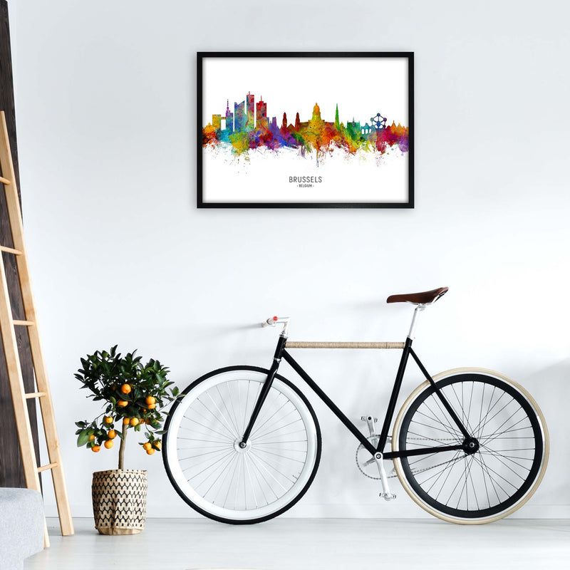 Brussels Belgium Skyline Art Print by Michael Tompsett A1 White Frame